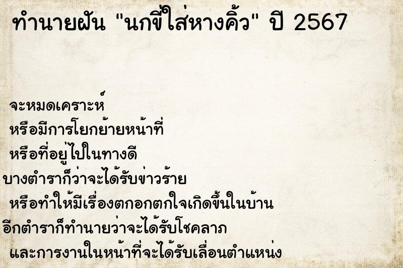 ทำนายฝันนกขี่ใส่หางคิ้ว ทำนายฝันทำนายฝันนกขี่ใส่หางคิ้ว