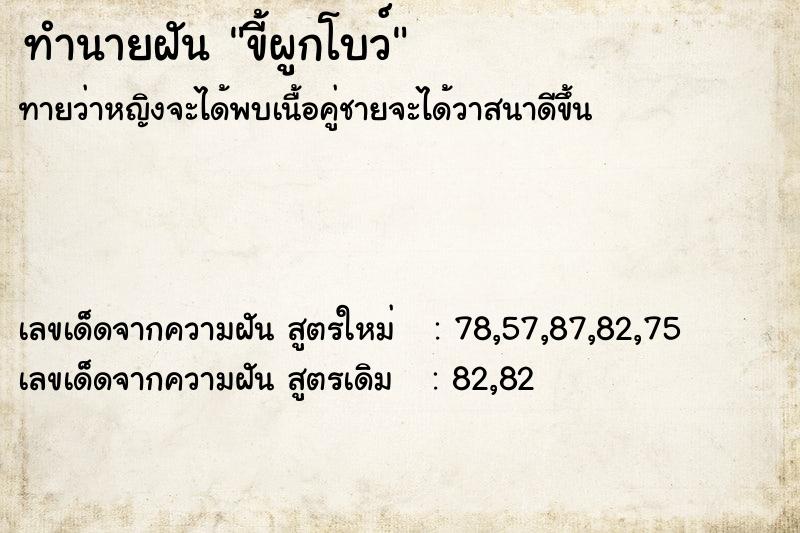 ทำนายฝัน ขี้ผูกโบว์