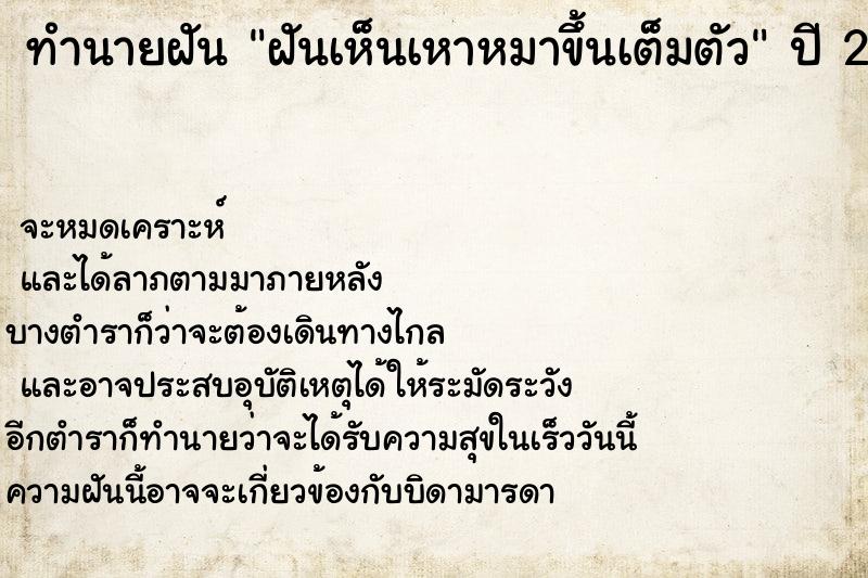 ทำนายฝันฝันเห็นเหาหมาขึ้นเต็มตัว ทำนายฝันทำนายฝันฝันเห็นเหาหมาขึ้นเต็มตัว