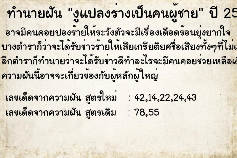 ทำนายฝัน งูแปลงร่างเป็นคนผู้ชาย ตำราโบราณ แม่นที่สุดในโลก