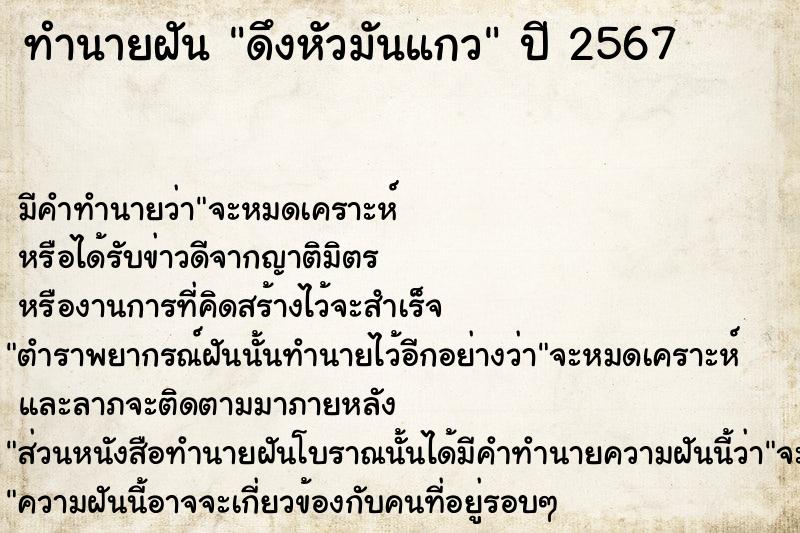 ทำนายฝัน ดึงหัวมันแกว ทำนายฝัน ดึงหัวมันแกว