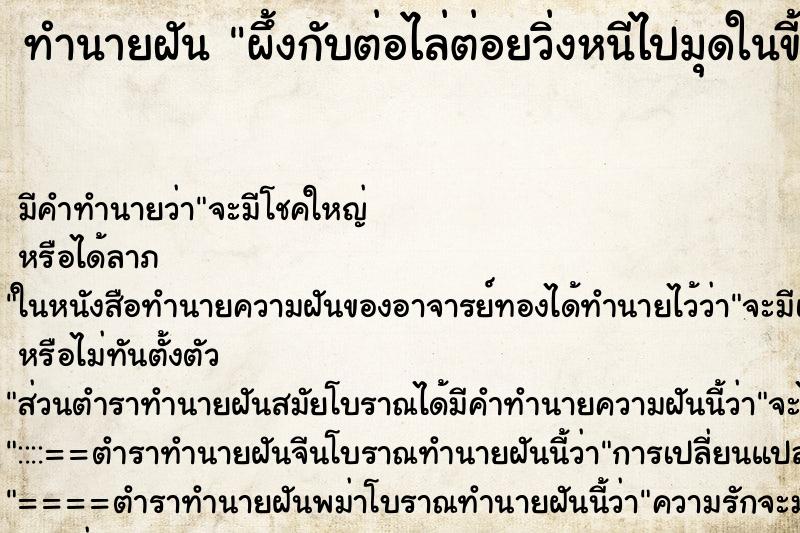 ทำนายฝันผึ้งกับต่อไล่ต่อยวิ่งหนีไปมุดในขี้โคลน ทำนายฝันทำนายฝันผึ้งกับต่อไล่ต่อยวิ่งหนีไปมุดในขี้โคลน