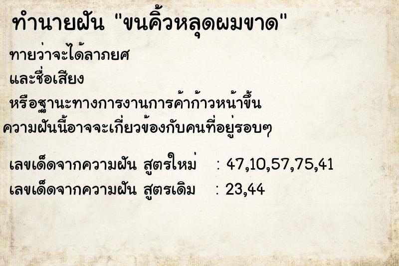 ทำนายฝันทำนายฝันขนคิ้วหลุดผมขาด