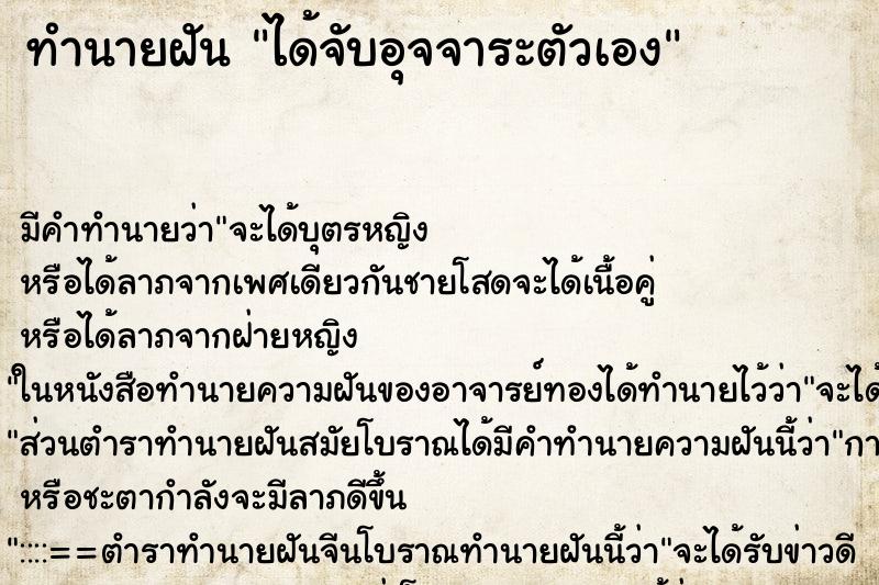 ทำนายฝัน ได้จับอุจจาระตัวเอง ทำนายฝัน ได้จับอุจจาระตัวเอง
