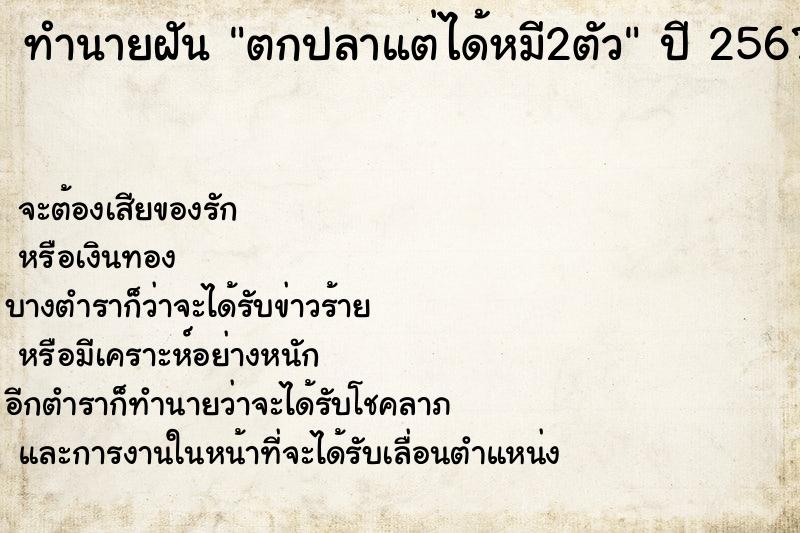 ทำนายฝันตกปลาแต่ได้หมี2ตัว ทำนายฝันทำนายฝันตกปลาแต่ได้หมี2ตัว