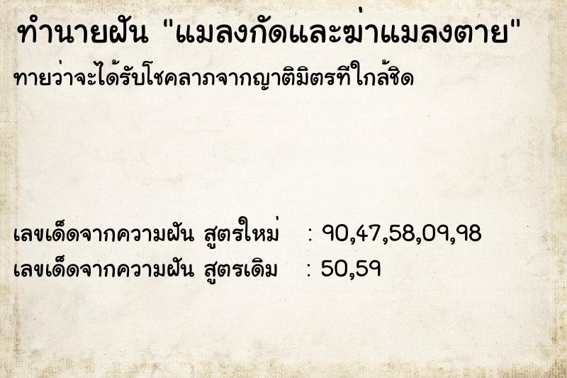 ทำนายฝันแมลงกัดและฆ่าแมลงตาย ทำนายฝันทำนายฝันแมลงกัดและฆ่าแมลงตาย