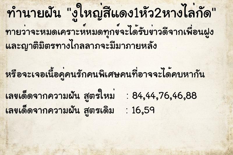 ทำนายฝันทำนายฝันงูใหญ่สีแดง1หัว2หางไล่กัด