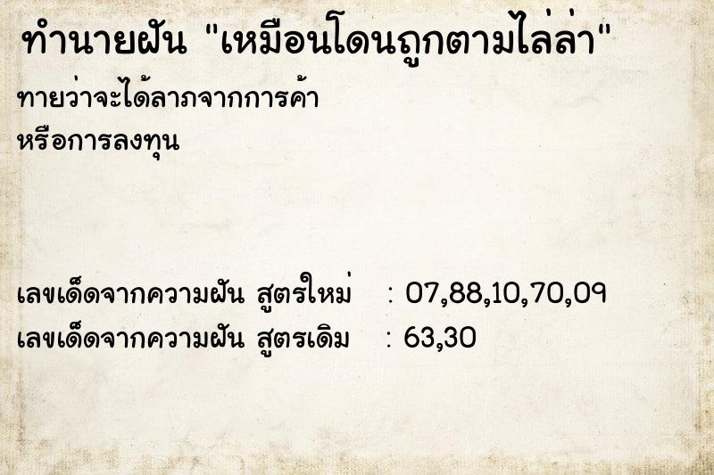 ทำนายฝันเหมือนโดนถูกตามไล่ล่า ทำนายฝันทำนายฝันเหมือนโดนถูกตามไล่ล่า