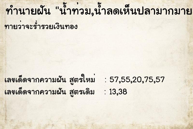 ทำนายฝันน้ำท่วม,น้ำลดเห็นปลามากมาย ทำนายฝันทำนายฝันน้ำท่วม,น้ำลดเห็นปลามากมาย