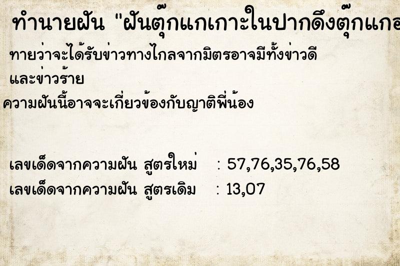 ทำนายฝันทำนายฝันฝันตุ๊กแกเกาะในปากดึงตุ๊กแกออกจากปาก5ตัว