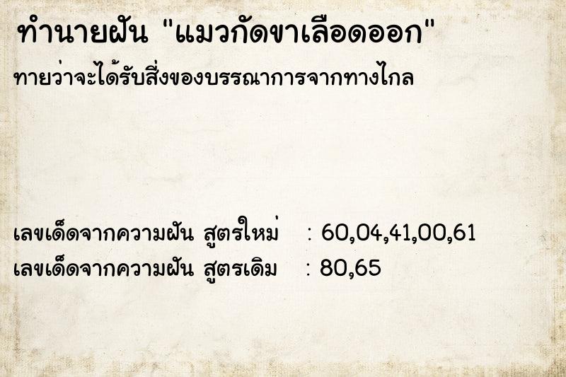 ทำนายฝัน แมวกัดขาเลือดออก ทำนายฝัน แมวกัดขาเลือดออก