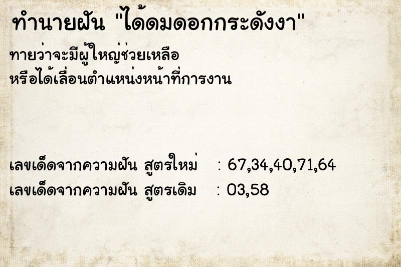 ทำนายฝันทำนายฝันได้ดมดอกกระดังงา