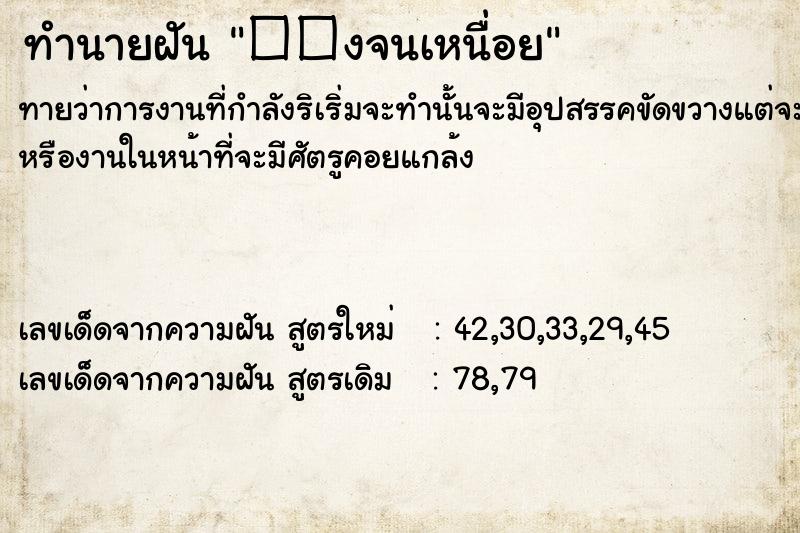 ทำนายฝันทำนายฝัน��งจนเหนื่อย