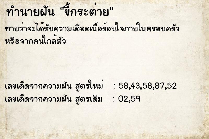 ทำนายฝัน ขี้กระต่าย ทำนายฝัน ขี้กระต่าย