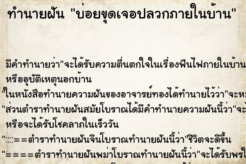 ทำนายฝันทำนายฝันบ่อยขุดเจอปลวกภายในบ้าน
