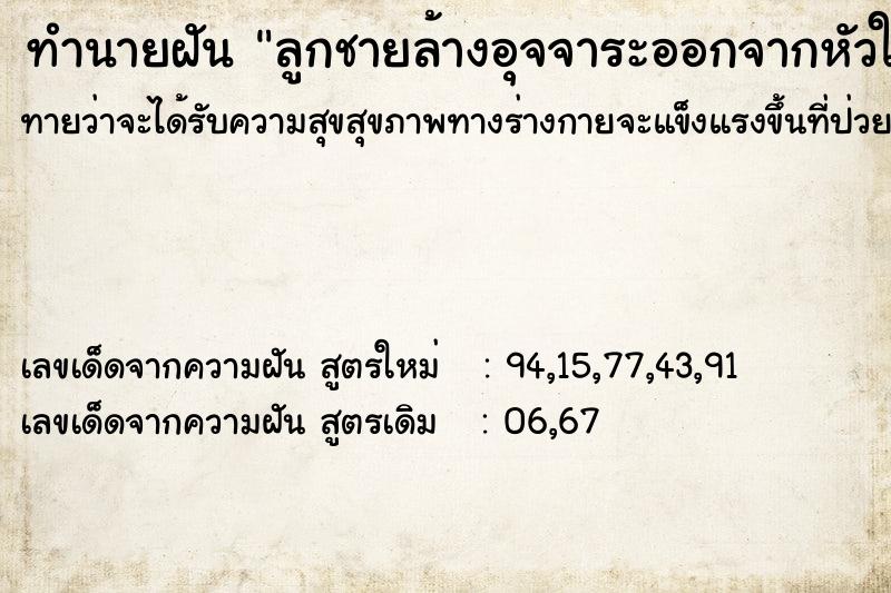 ทำนายฝันทำนายฝันลูกชายล้างอุจจาระออกจากหัวให้