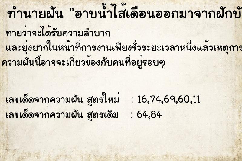 ทำนายฝันทำนายฝันอาบน้ำไส้เดือนออกมาจากฝักบัวเข้าหัวตนเอง