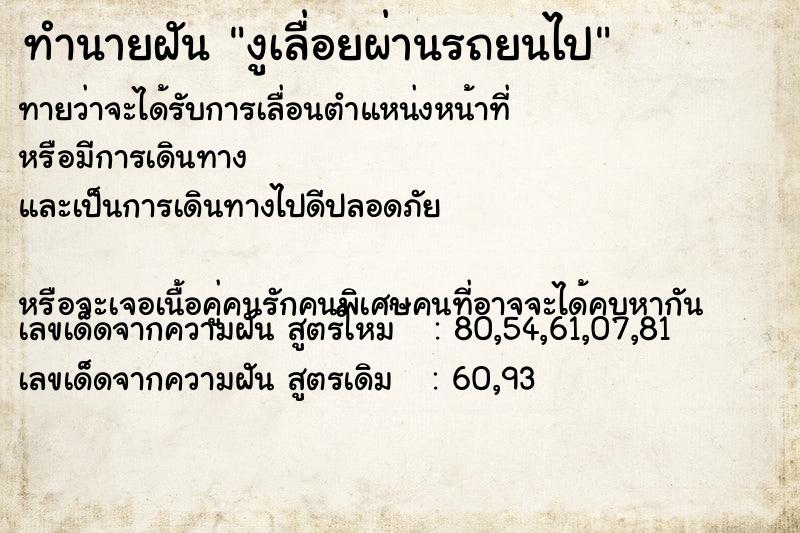 ทำนายฝันงูเลื่อยผ่านรถยนไป ทำนายฝันทำนายฝันงูเลื่อยผ่านรถยนไป