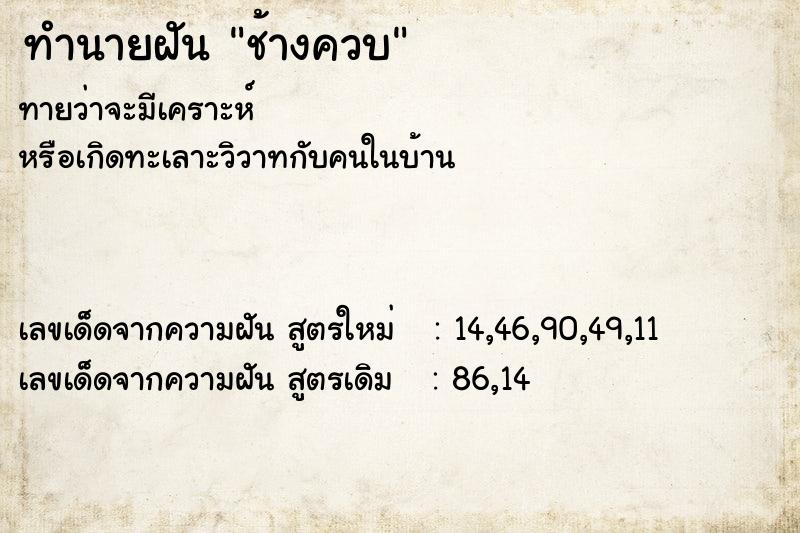 ทำนายฝันช้างควบ ทำนายฝันทำนายฝันช้างควบ