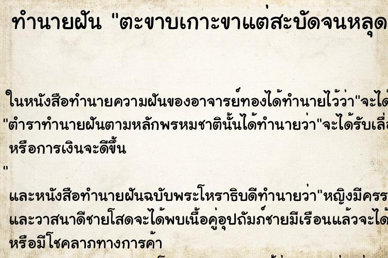 ทำนายฝันทำนายฝันตะขาบเกาะขาแต่สะบัดจนหลุด