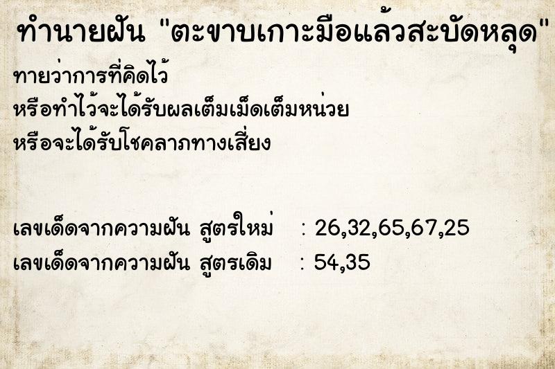 ทำนายฝันทำนายฝันตะขาบเกาะมือแล้วสะบัดหลุด
