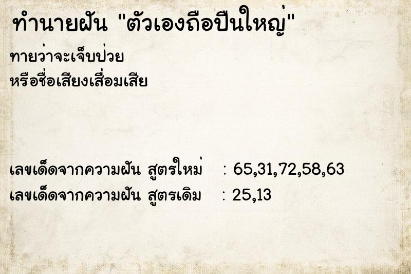 ทำนายฝันตัวเองถือปืนใหญ่ ทำนายฝันทำนายฝันตัวเองถือปืนใหญ่
