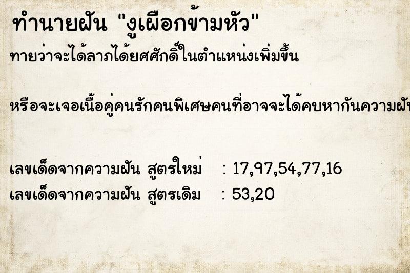 ทำนายฝัน งูเผือกข้ามหัว ทำนายฝัน งูเผือกข้ามหัว