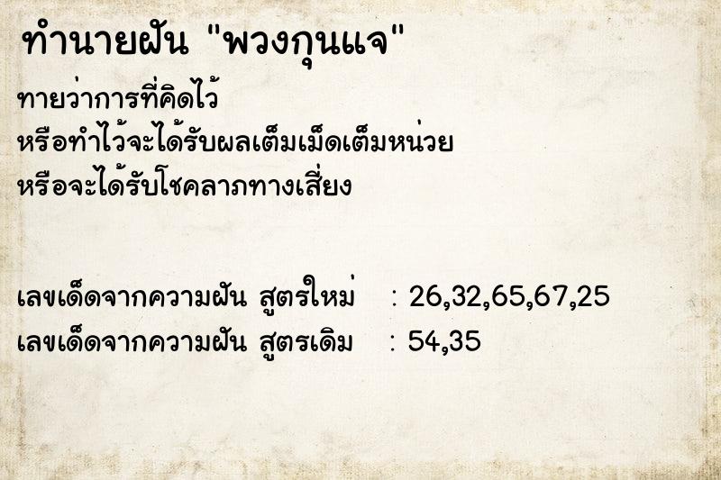 ทำนายฝันทำนายฝันพวงกุนแจ