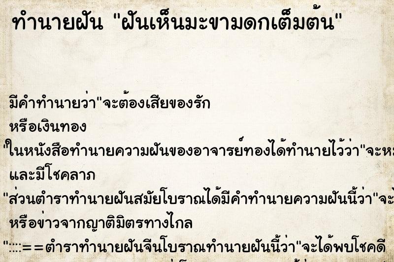 ทำนายฝัน ฝันเห็นมะขามดกเต็มต้น ทำนายฝัน ฝันเห็นมะขามดกเต็มต้น