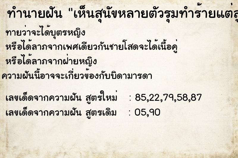 ทำนายฝันเห็นสุนัขหลายตัวรุมทำร้ายแต่สู่เราไม่ได้ ทำนายฝันทำนายฝันเห็นสุนัขหลายตัวรุมทำร้ายแต่สู่เราไม่ได้