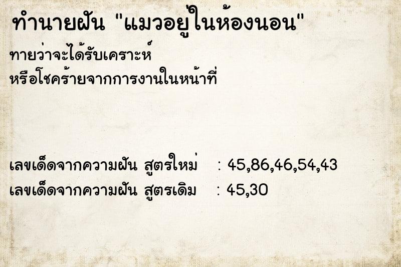 ทำนายฝันทำนายฝันแมวอยู่ในห้องนอน