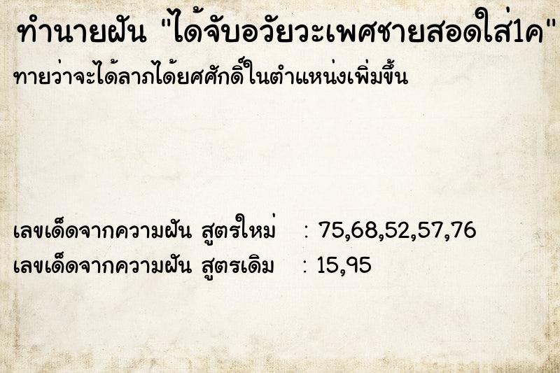 ทำนายฝันทำนายฝันได้จับอวัยวะเพศชายสอดใส่1ค