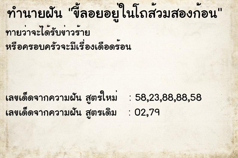 ทำนายฝัน ขี้ลอยอยู่ในโถส้วมสองก้อน