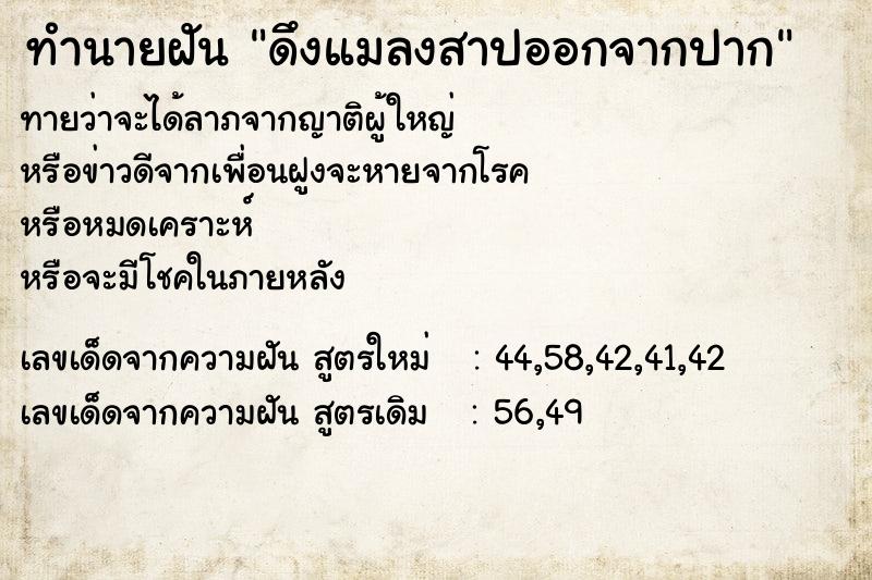 ทำนายฝันดึงแมลงสาปออกจากปาก ทำนายฝันทำนายฝันดึงแมลงสาปออกจากปาก