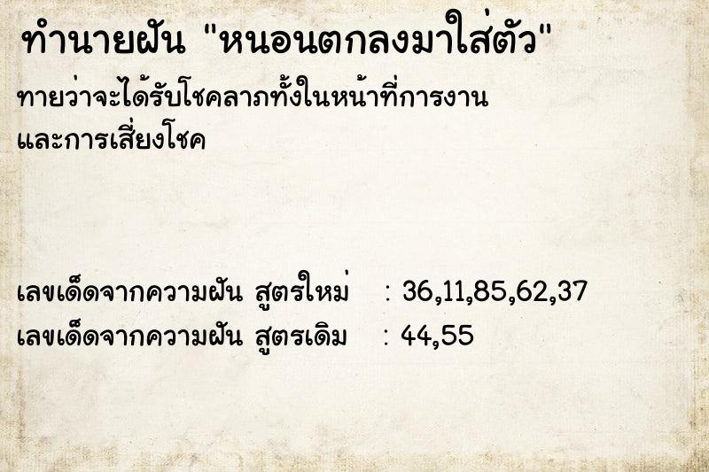 ทำนายฝันทำนายฝันหนอนตกลงมาใส่ตัว