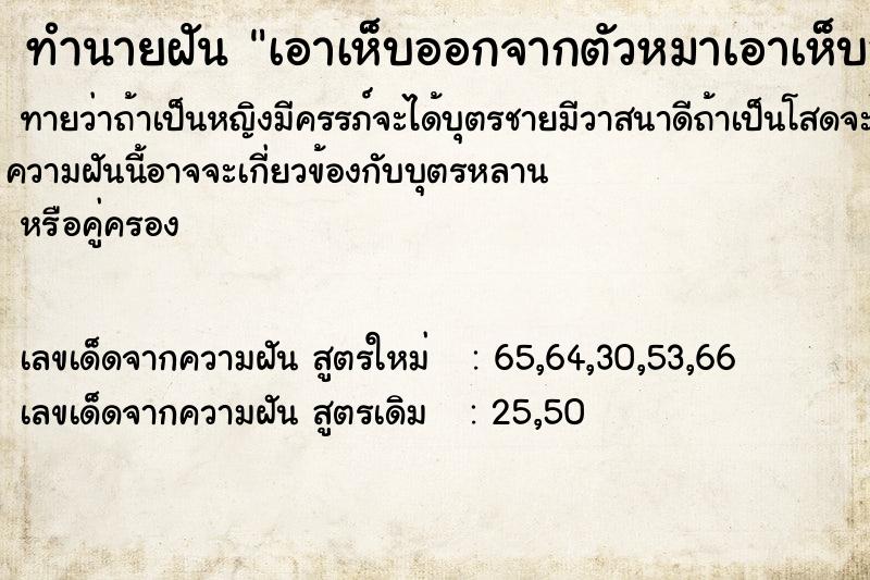 ทำนายฝัน เอาเห็บออกจากตัวหมาเอาเห็บออกจากตัวหมา