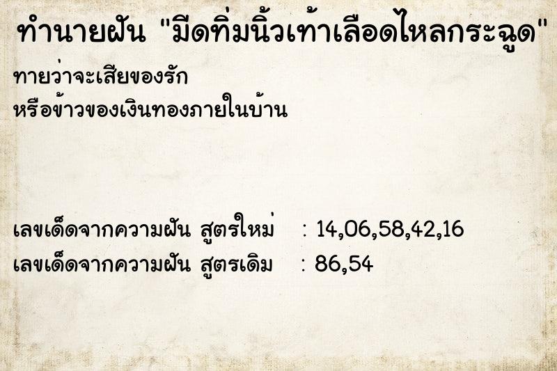 ทำนายฝันทำนายฝันมีดทิ่มนิ้วเท้าเลือดไหลกระฉูด