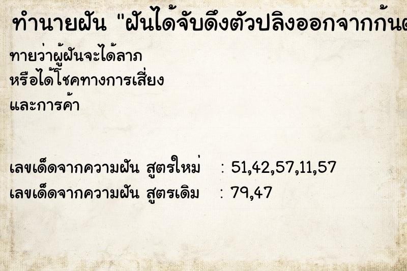 ทำนายฝันทำนายฝันฝันได้จับดึงตัวปลิงออกจากก้นตัว