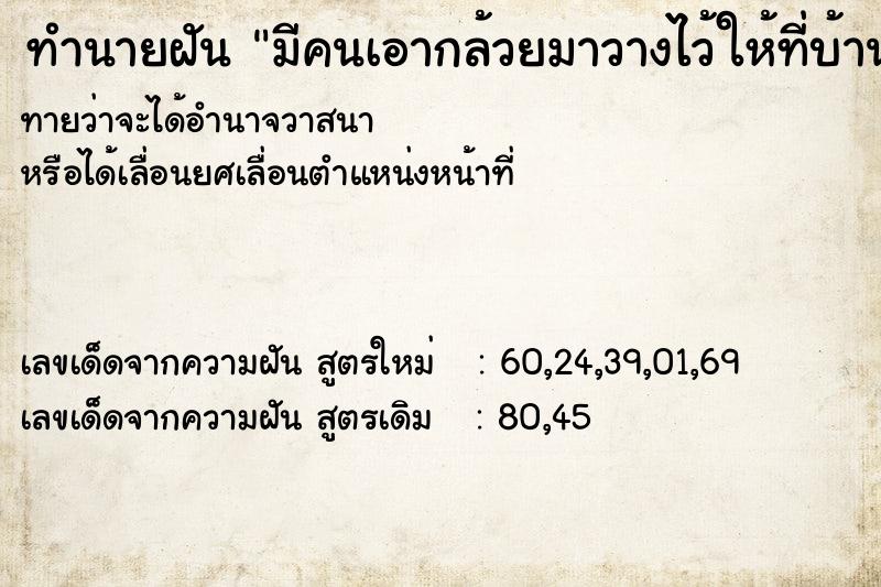 ทำนายฝันมีคนเอากล้วยมาวางไว้ให้ที่บ้าน ทำนายฝันทำนายฝันมีคนเอากล้วยมาวางไว้ให้ที่บ้าน