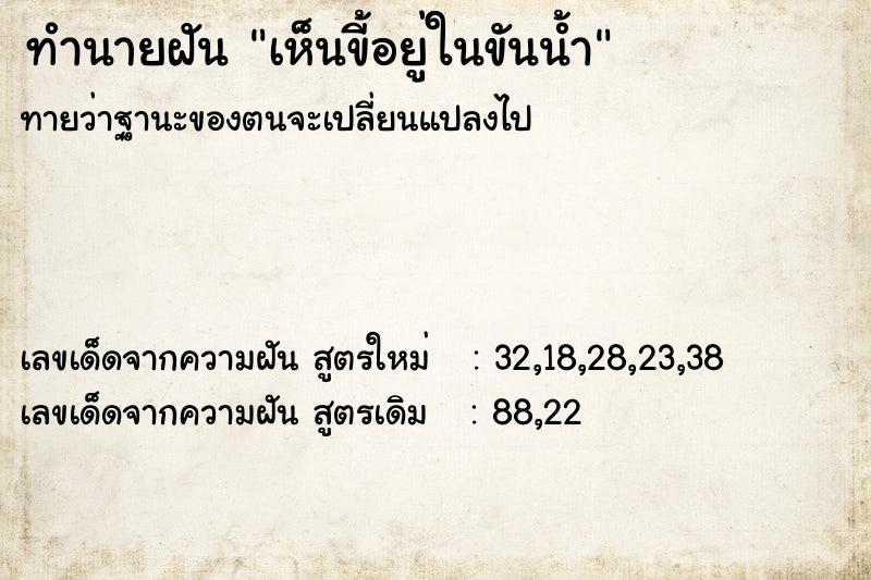 ทำนายฝันเห็นขี้อยู่ในขันน้ำ ทำนายฝันทำนายฝันเห็นขี้อยู่ในขันน้ำ