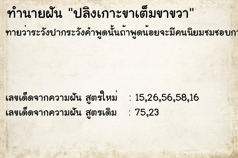 ทำนายฝันทำนายฝันปลิงเกาะขาเต็มขาขวา