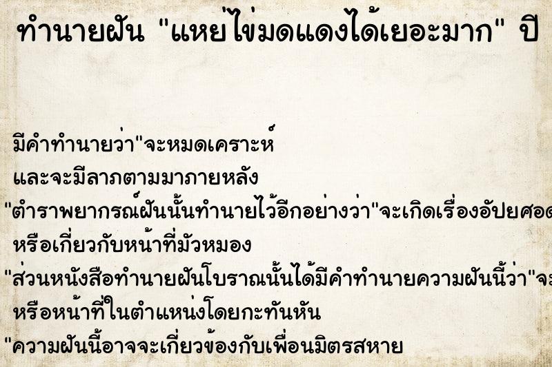 ทำนายฝัน แหย่ไข่มดแดงได้เยอะมาก ทำนายฝัน แหย่ไข่มดแดงได้เยอะมาก