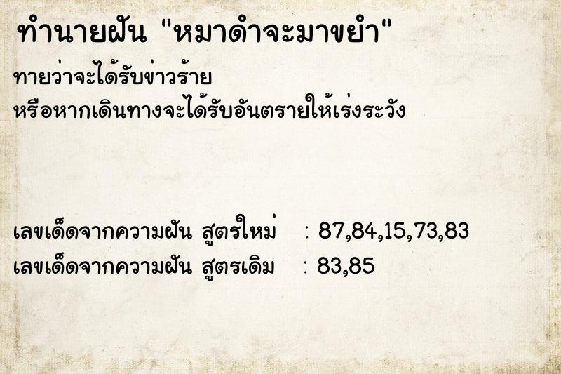 ทำนายฝันทำนายฝันหมาดำจะมาขยำ