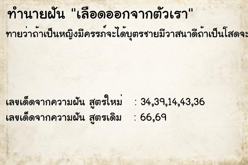 ทำนายฝัน เลือดออกจากตัวเรา ทำนายฝัน เลือดออกจากตัวเรา