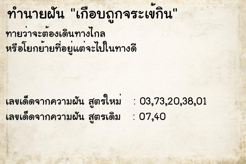 ทำนายฝันทำนายฝันเกือบถูกจระเข้กิน