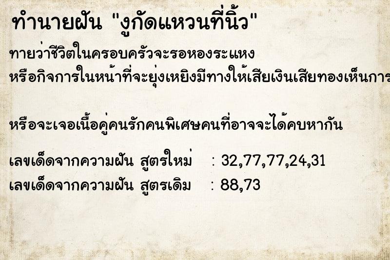 ทำนายฝัน งูกัดแหวนที่นิ้ว ทำนายฝัน งูกัดแหวนที่นิ้ว