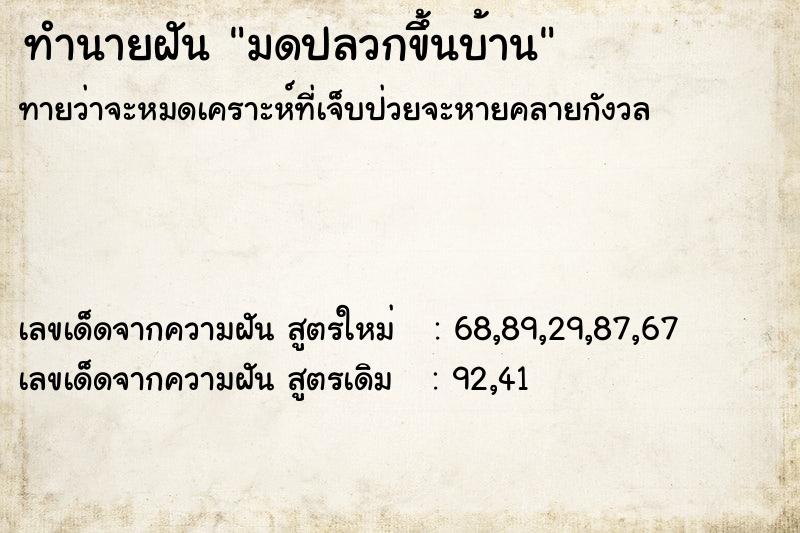 ทำนายฝันทำนายฝันมดปลวกขึ้นบ้าน