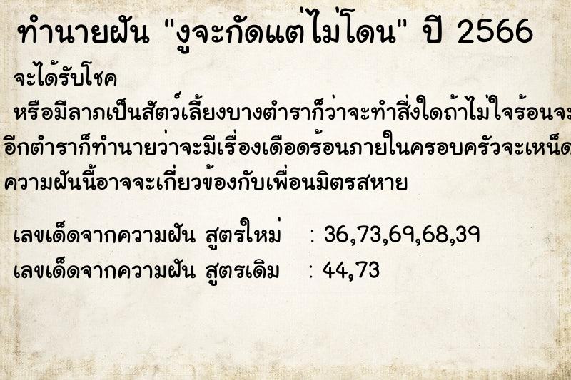 ทำนายฝัน งูจะกัดแต่ไม่โดน ทำนายฝัน งูจะกัดแต่ไม่โดน