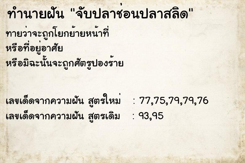 ทำนายฝัน จับปลาช่อนปลาสลิด ตำราโบราณ แม่นที่สุดในโลก