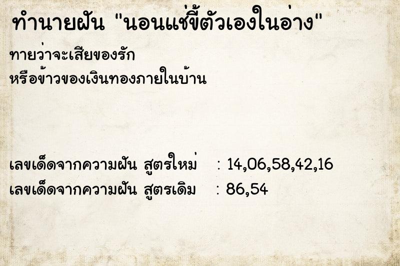 ทำนายฝันทำนายฝันนอนแช่ขี้ตัวเองในอ่าง
